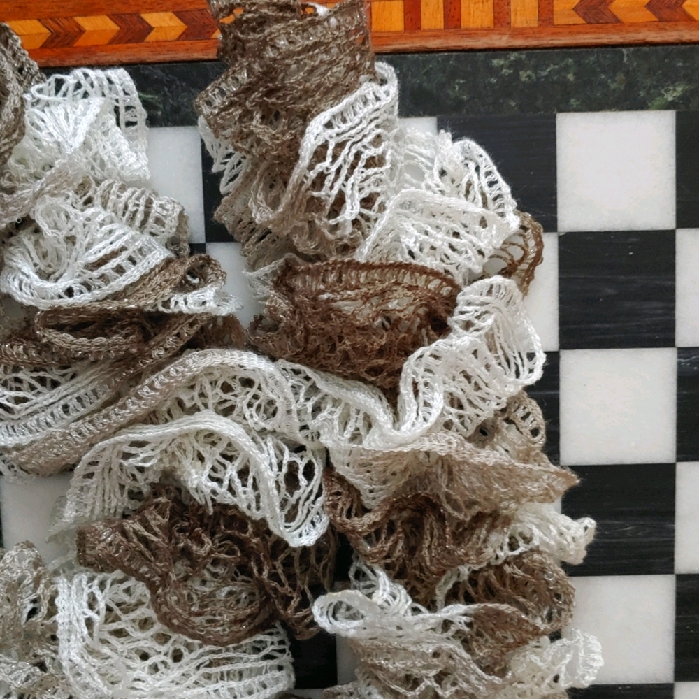 Handmade Frilly Knitted Scarf - Picture 2 of 10